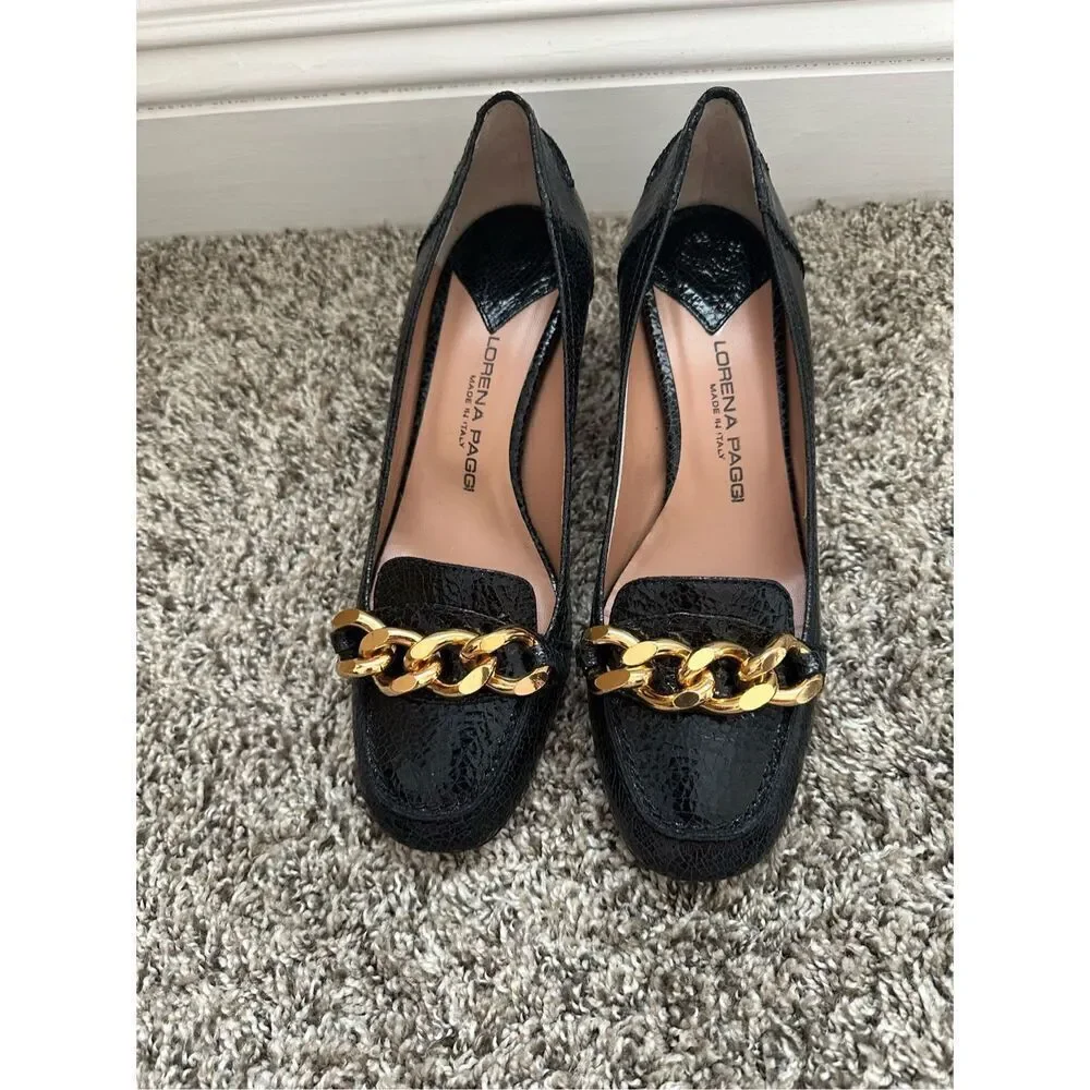 LORENA PAGGI HEEL CHAIN LOAFER Desert shoes Size 38 USA Size 7.5